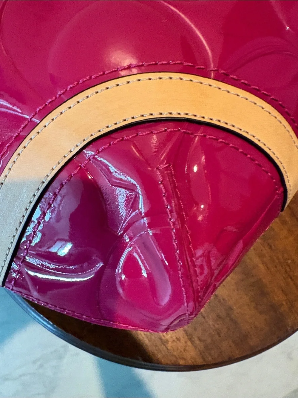 Coach Peyton Patent convertible bag Shoulder/Crossbody Fuchsia /Tan leather Trim